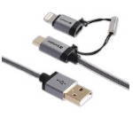Verbatim 47", USB-A/microUSB + Lightning USB cable 1.2 m USB A Micro-USB B/Lightning Black, Silver