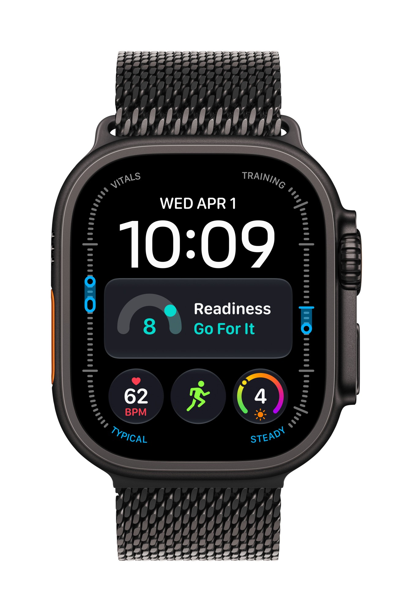 Apple Watch Ultra 4 GPS + Cellular 49mm Black Titanium Case with Black Titanium Milanese Loop - L