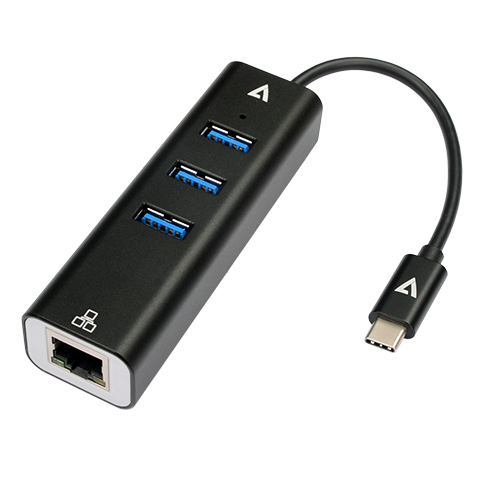 Image of V7 V7UCRJ45USB3 laptop dock/port replicator USB Type-C Black