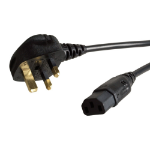 Videk UK Mains Plug (5A Fuse) to IEC (C13) Socket Black Cable 1Mtr