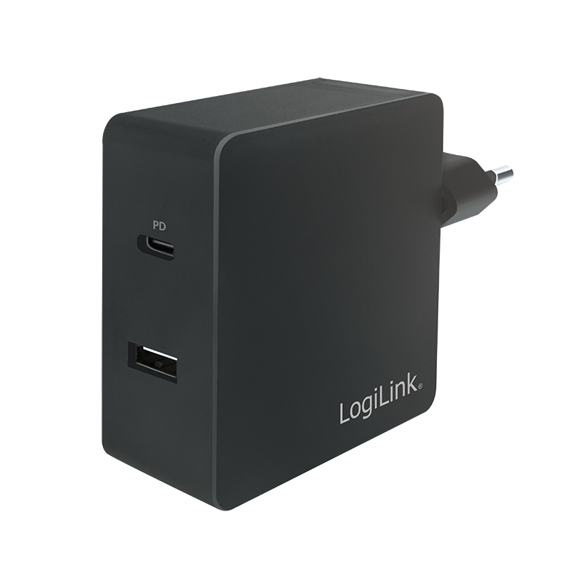 Image of LogiLink USB power socket adapter, 1x USB-C Port & 1x USB-A Port, 65W