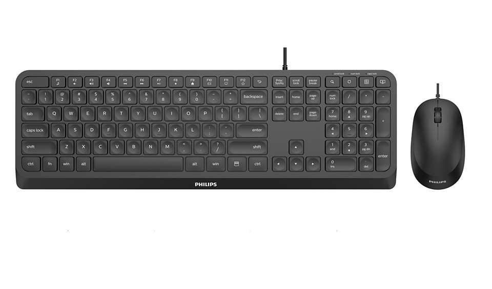 Philips 2000 series SPT6207B/40 keyboard Mouse included USB QWERTY English Black