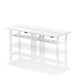 Dynamic Air Back-to-Back W1400 x D600mm Height Adjustable Sit Stand 4 Person Bench Desk With Cable Ports White Finish White Frame - HA01924 DD