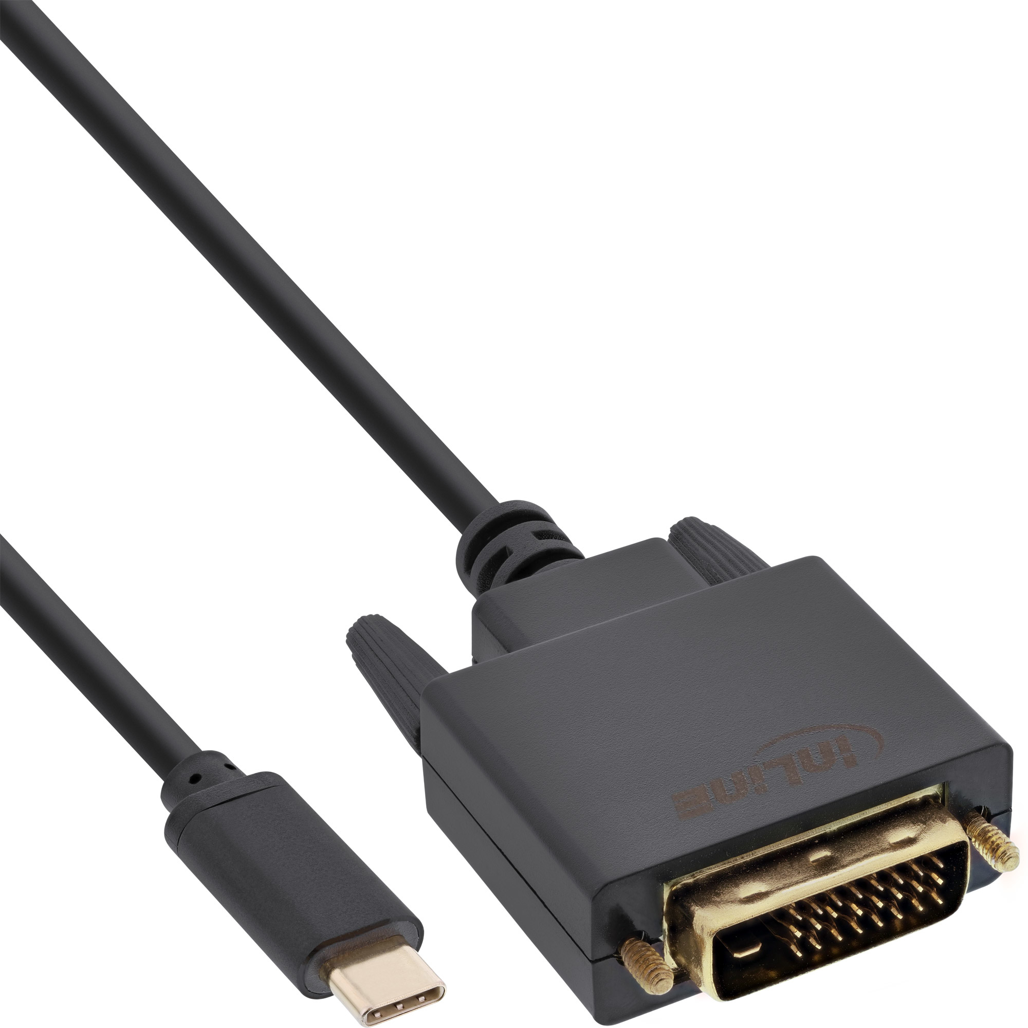 64131 INLINE INC USB Display Cable - USB Type-C male / DVI male (DP Alt Mode) - black - 1m - 1 m - USB Type-C - DVI-D - Male - Male - Gold