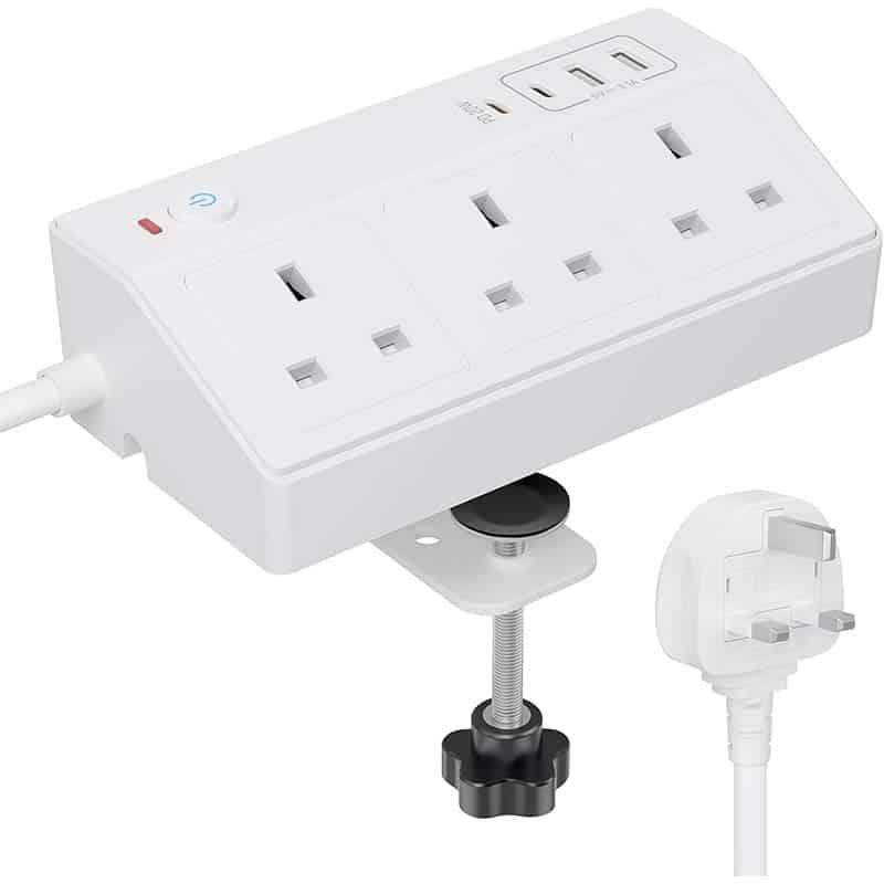 Proline DESK POWER POD 3 x 13A + 2 USB-A & 2 X USB-C (20W) - WHITE