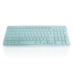 Accuratus Image ECO Wheat Keyboard - Fully Biodegradable Wheatgrass Polymer bioplastic. Wireless Bluetooth 5.1 & RF 2.4Ghz Wheat Grass Polymer Keyboard - Duck Egg Blue. Suitable for use with MAC; Android and Windows. Requires 2 x AAA batteries - not inclu