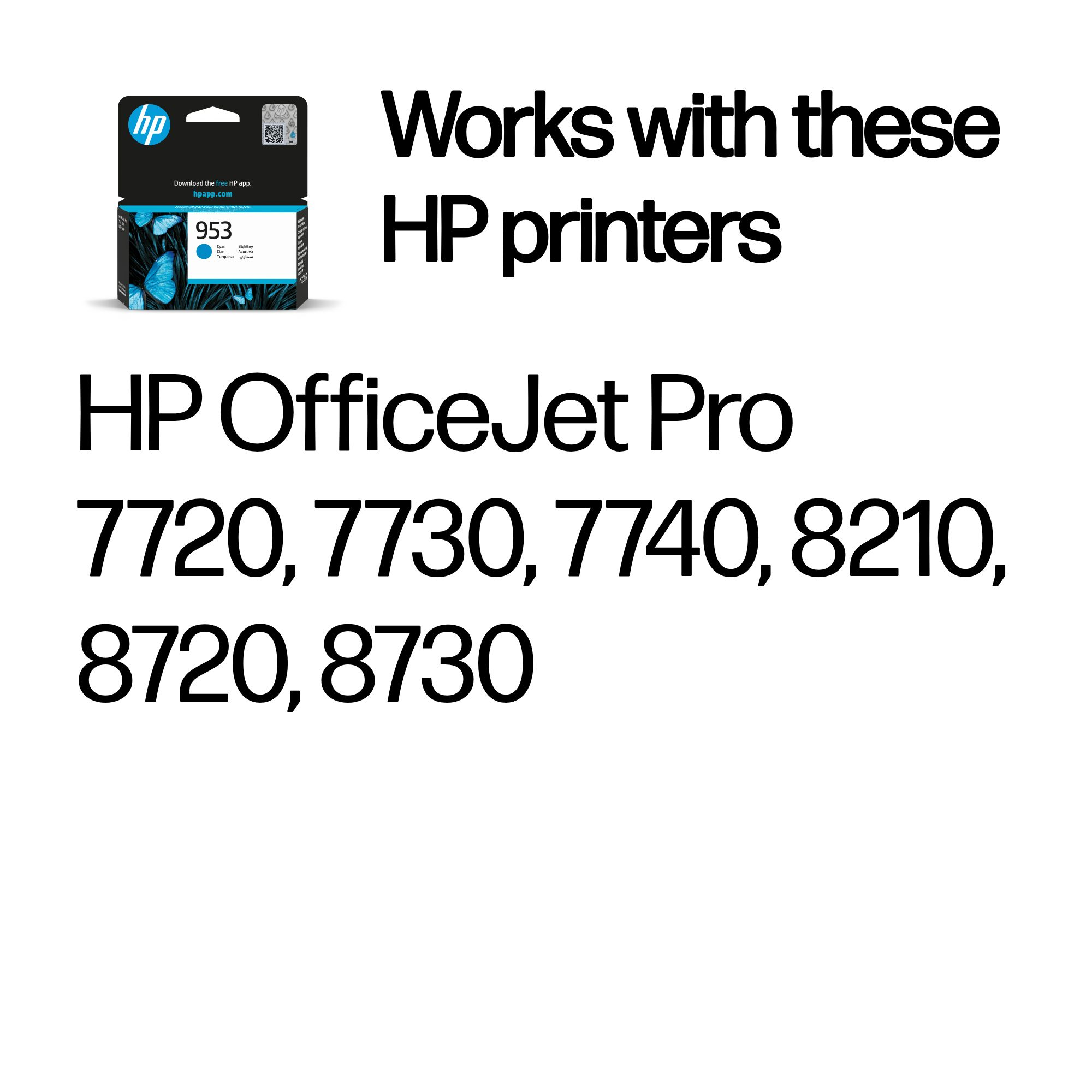 HP F6U12AE/953 Ink cartridge cyan, 630 pages 9ml for HP OfficeJet Pro 7700/8210/8710