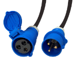 Videk IEC 309 IP44 32 Amp Commando Plug to Socket Black Cable 2m