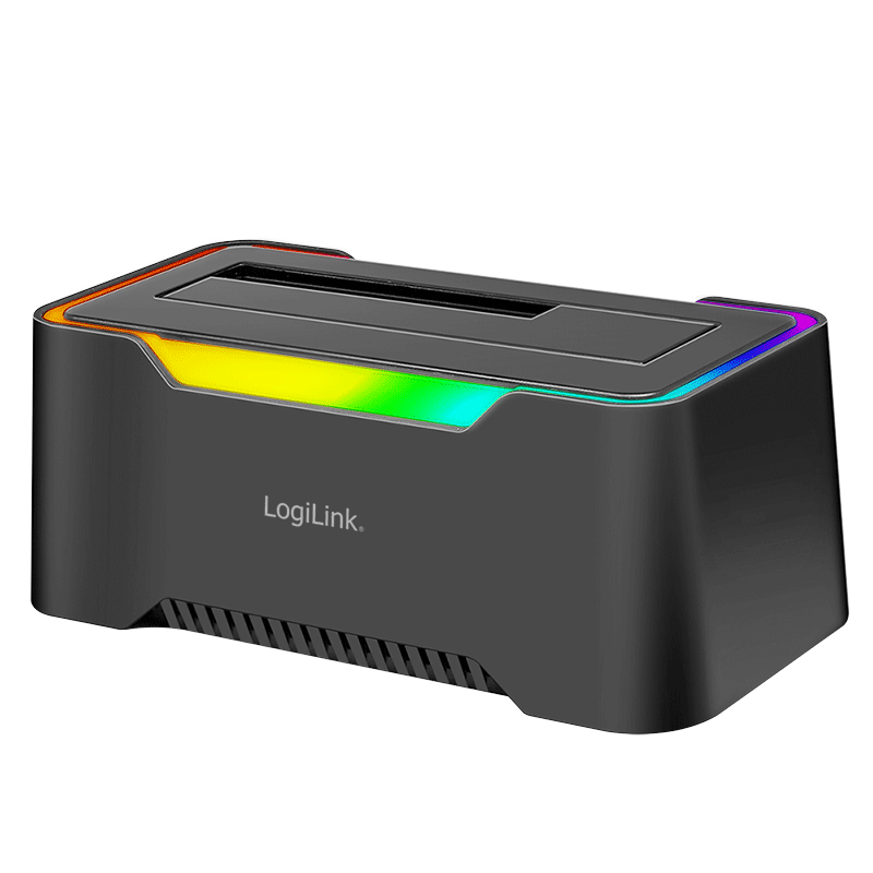 LogiLink USB 3.2 Gen1 Docking Station, 1-Bay, for 2,5/3,5" SATA HDD/SSD, RGB