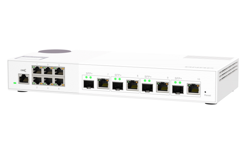 Switch manageable 10Gb QNAP 12 ports : 8 ports 10GbE 10SFP+ et 4 Ports  combo 10GbE SFP+/RJ45 (transceivers en options)