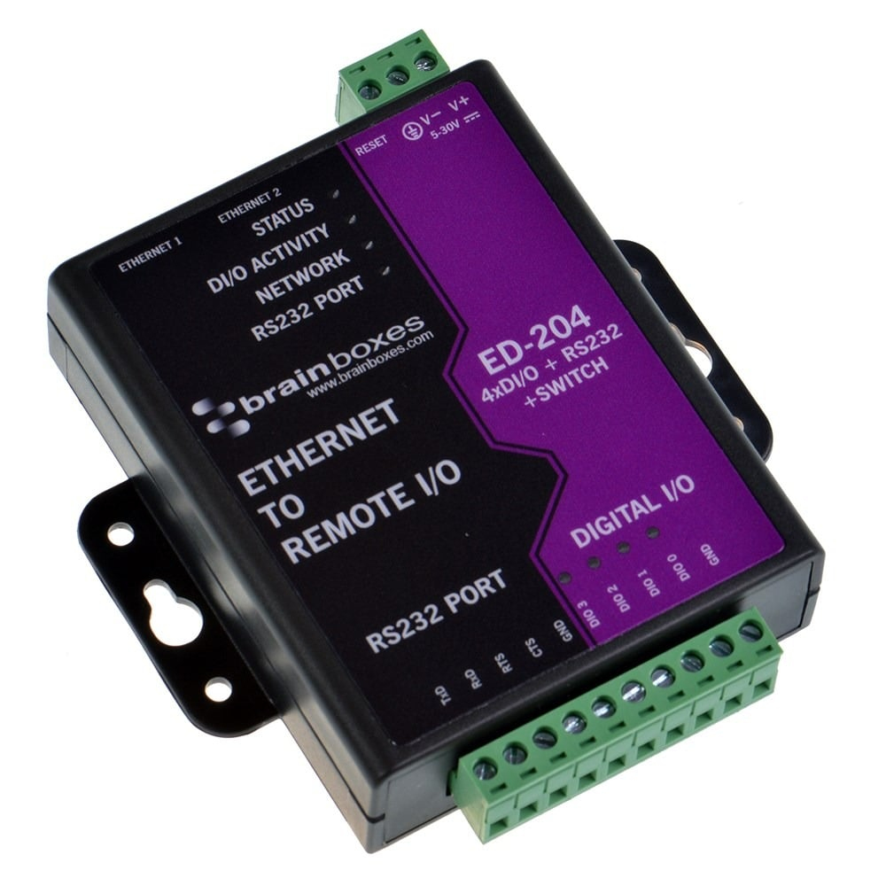 Brainboxes ED-204 Ethernet to 4 Digital IO and RS232 Serial Port with