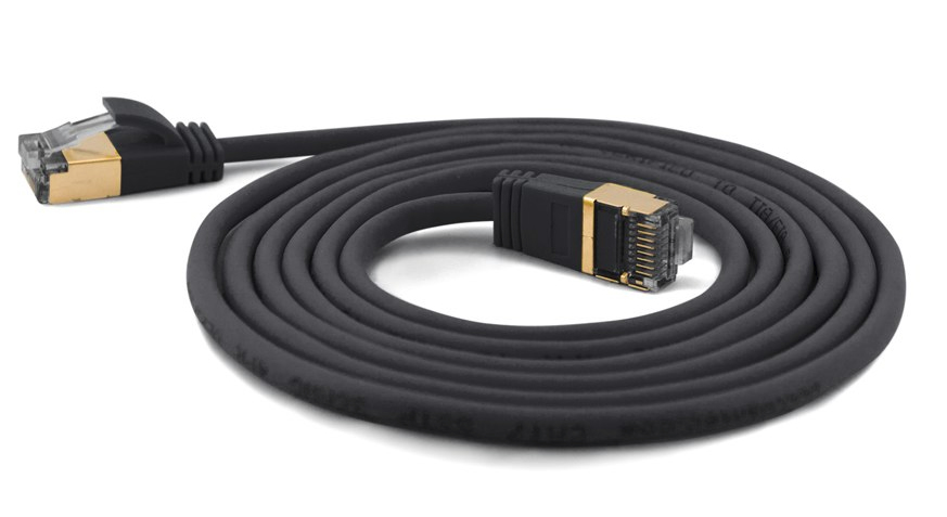 7199 WANTEC Patchkabel SSTP CAT7 Ste. CAT6a d=4mm  0,25m  schwarz