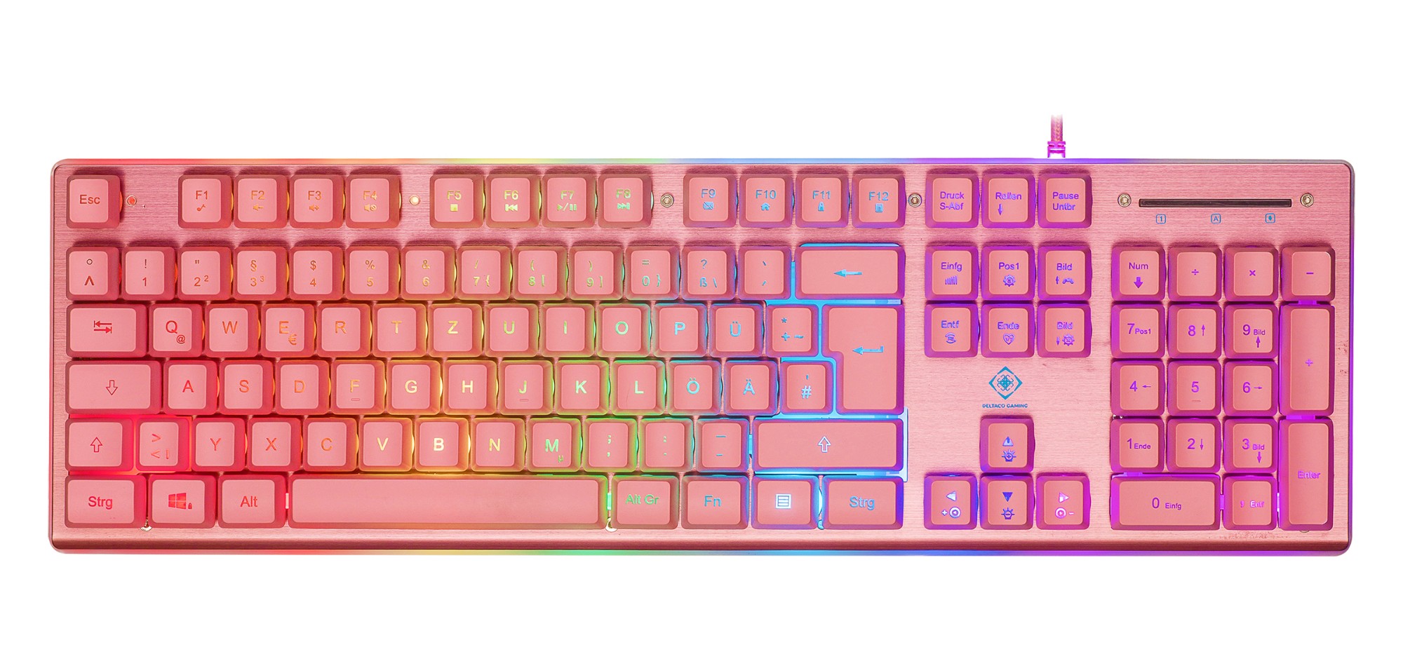 Deltaco Gaming GAM-021-RGB-P-DE keyboard USB QWERTZ German Pink