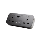 POWERDATA BLACK DESKTOP 2X POWER - DUAL USB C CHARGER - 1X CAT.6 - 65W