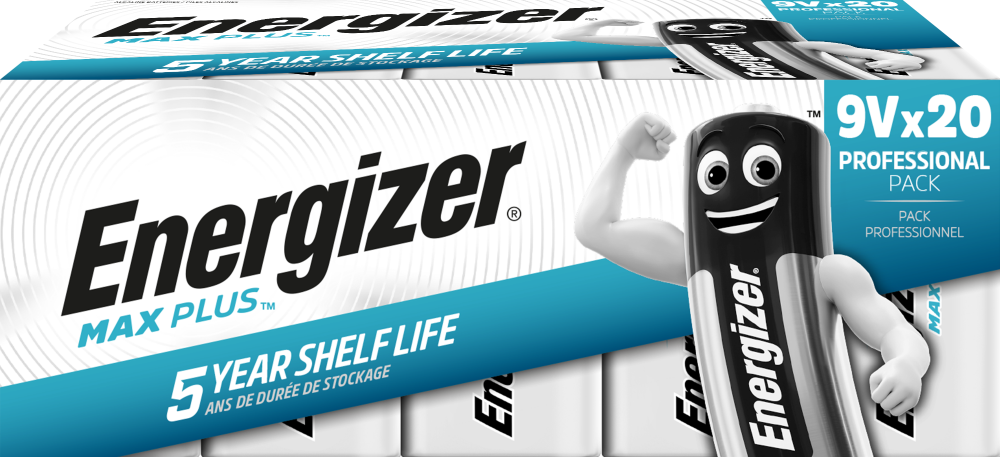 Energizer Max Plus Alkaline 9V Battery Pack of 20