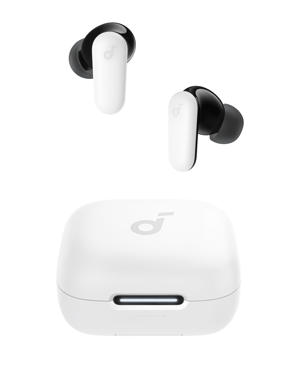 Soundcore White R60i Wireless Noise Cancelling Earbuds.
