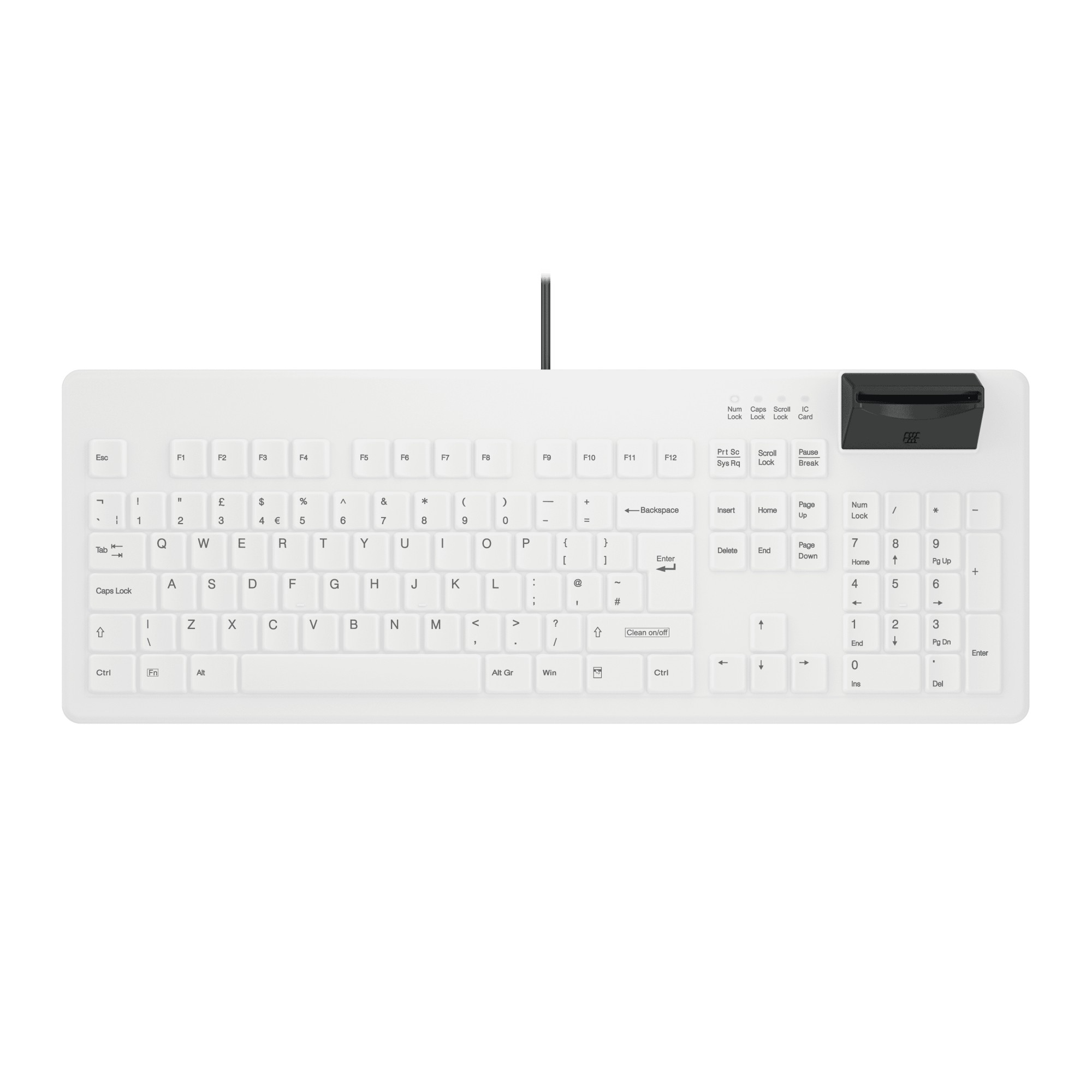 Contour Design Active Key Contour Medical Keyboard SmartCard Full-Size Wired Black & White UK C8200