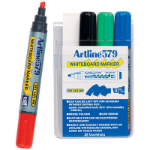 ARTLINE 579 DRY SAFE WHITEBOARD MARKERS CHISEL 5.0MM WALLET 4