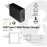 CLUB3D CAC-1901EU oplader voor mobiele apparatuur Spelbediening, Mobiele computer, Mobiele telefoon, Netbook, Laptop, Anders, Draagbare luidspreker, Powerbank, Smartphone, Tablet, Draagbare uitrusting (wearables) Zwart AC Snel opladen Binnen