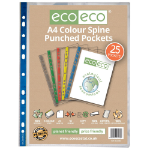 Eco Eco A4 100% Recycled Bag 25 Colour Spine Multi Punched Pockets - Pack of 25