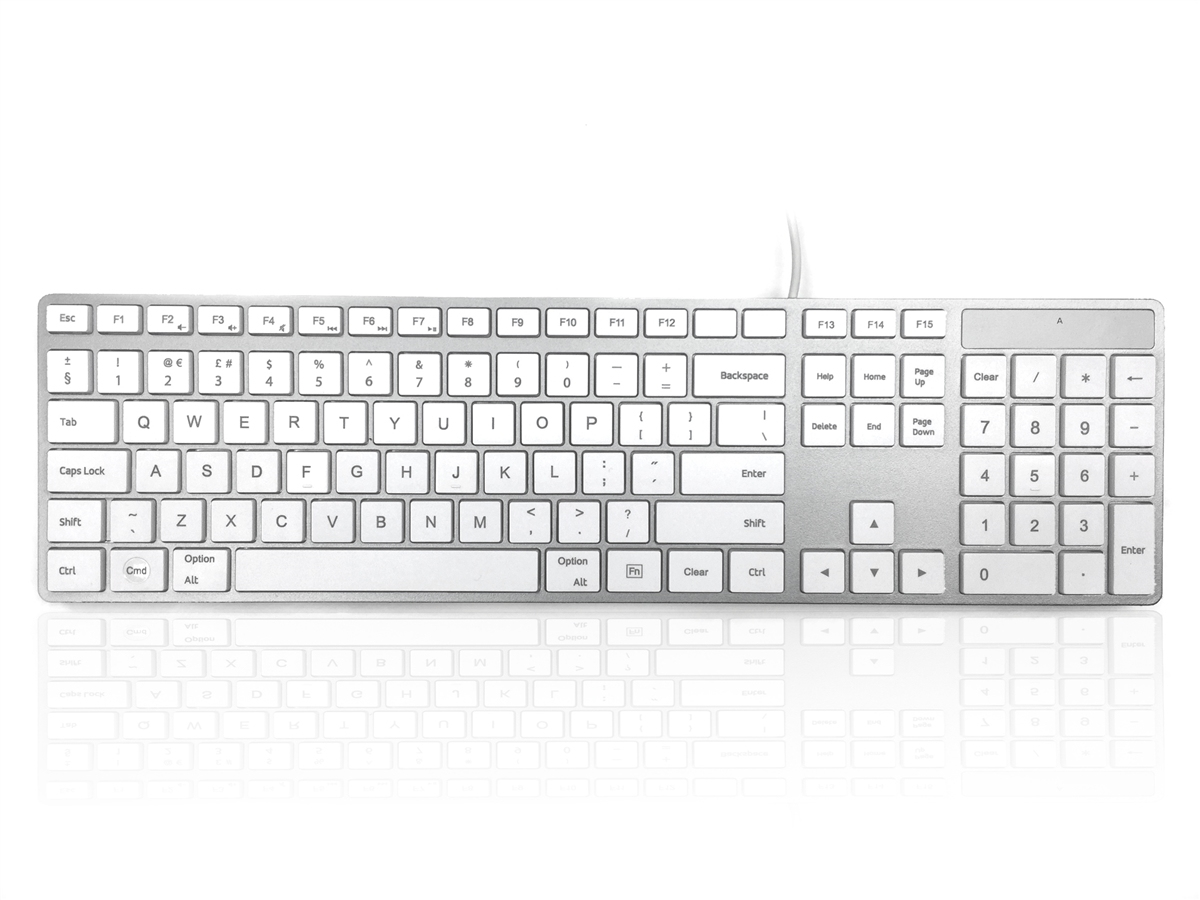Image of Ceratech 301 Mac keyboard USB QWERTY UK English Silver, White