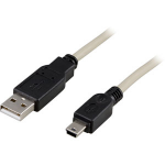 Deltaco USB 2.0 Cable A/mini B, 1m USB-kablar USB A Mini-USB B