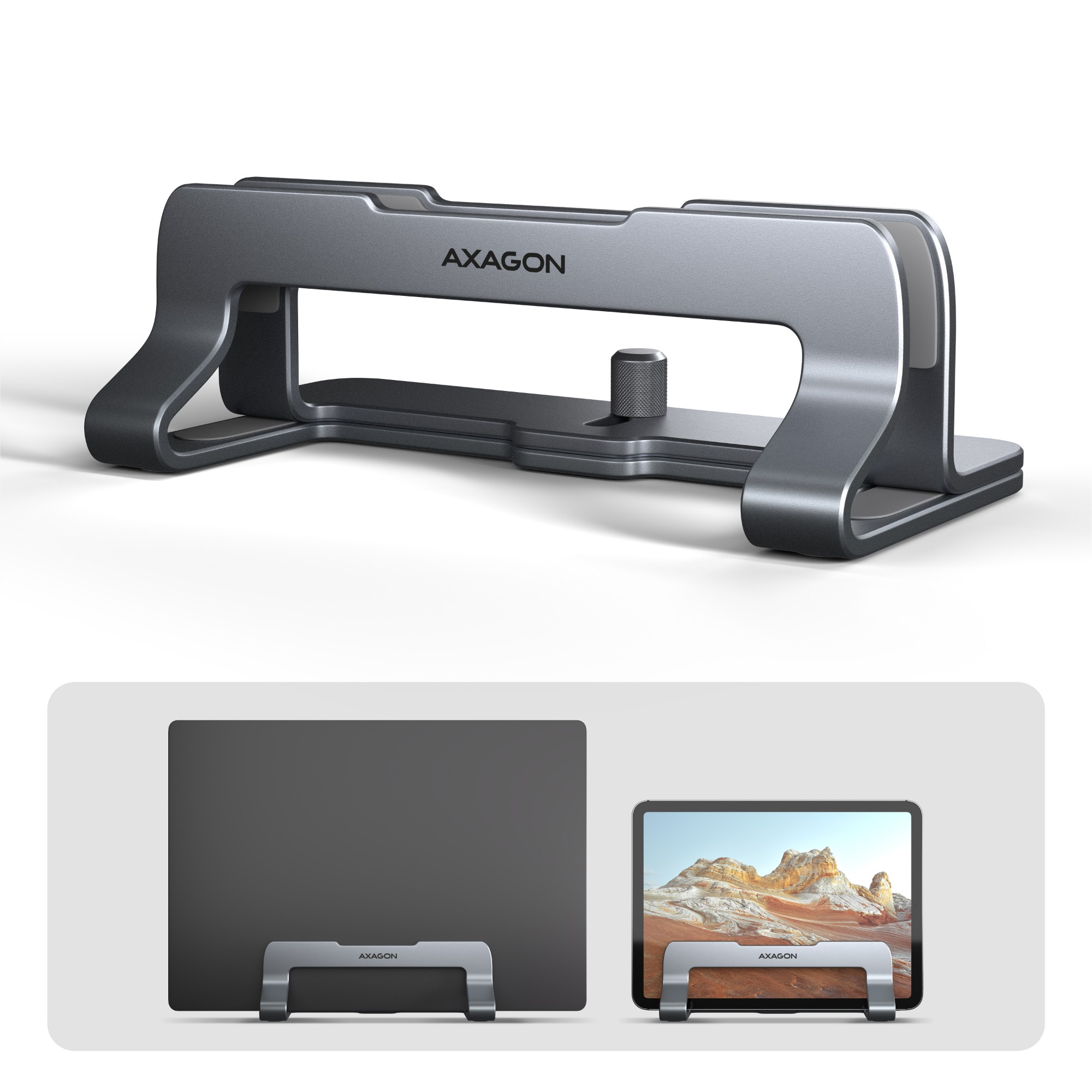 EU Product - STND-VG Vertikaler Laptop-Staender einstellbare Breite Aluminium thumbnail