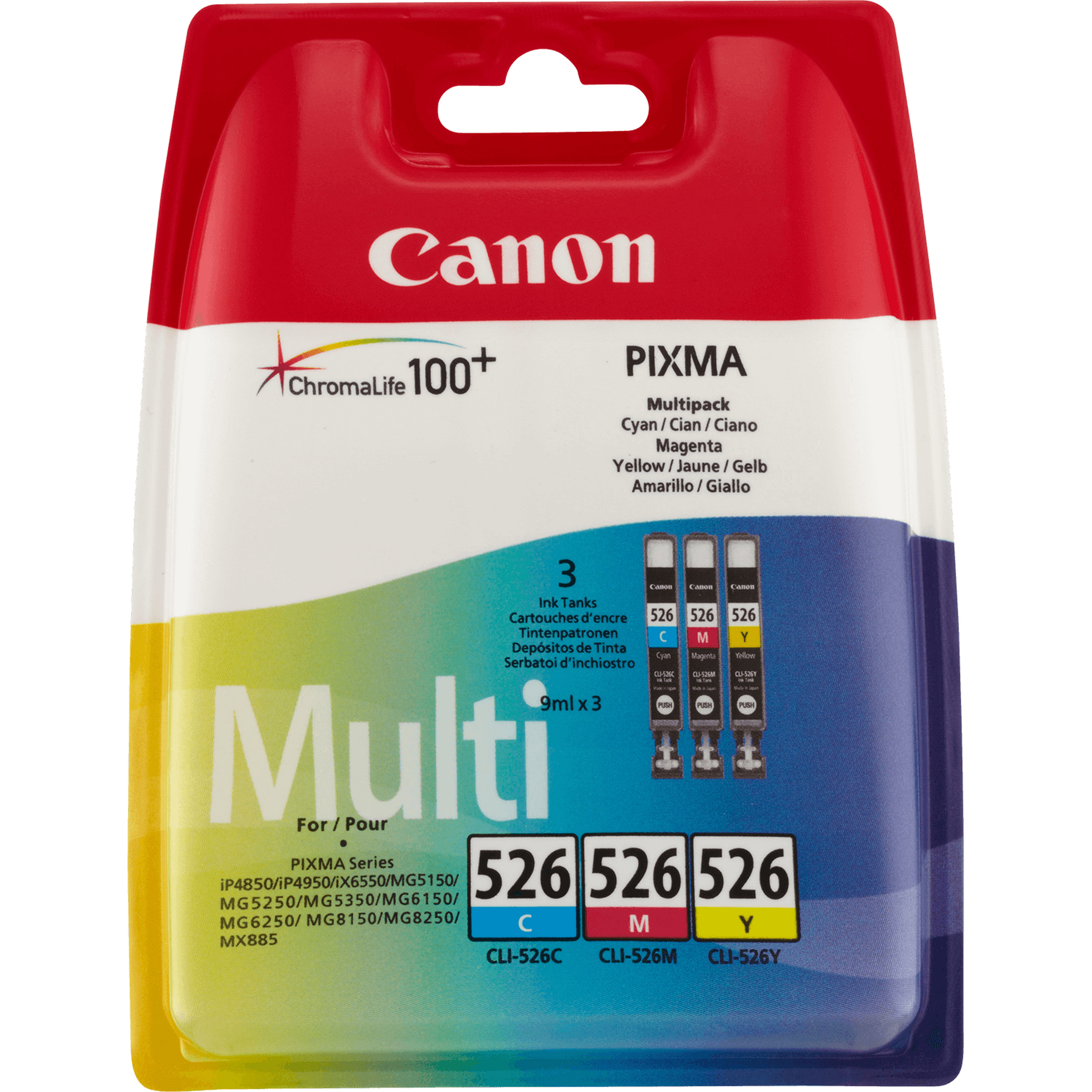 Image of Canon 4541B009/CLI-526 Ink cartridge multi pack C,M,Y, 3x450 pages...