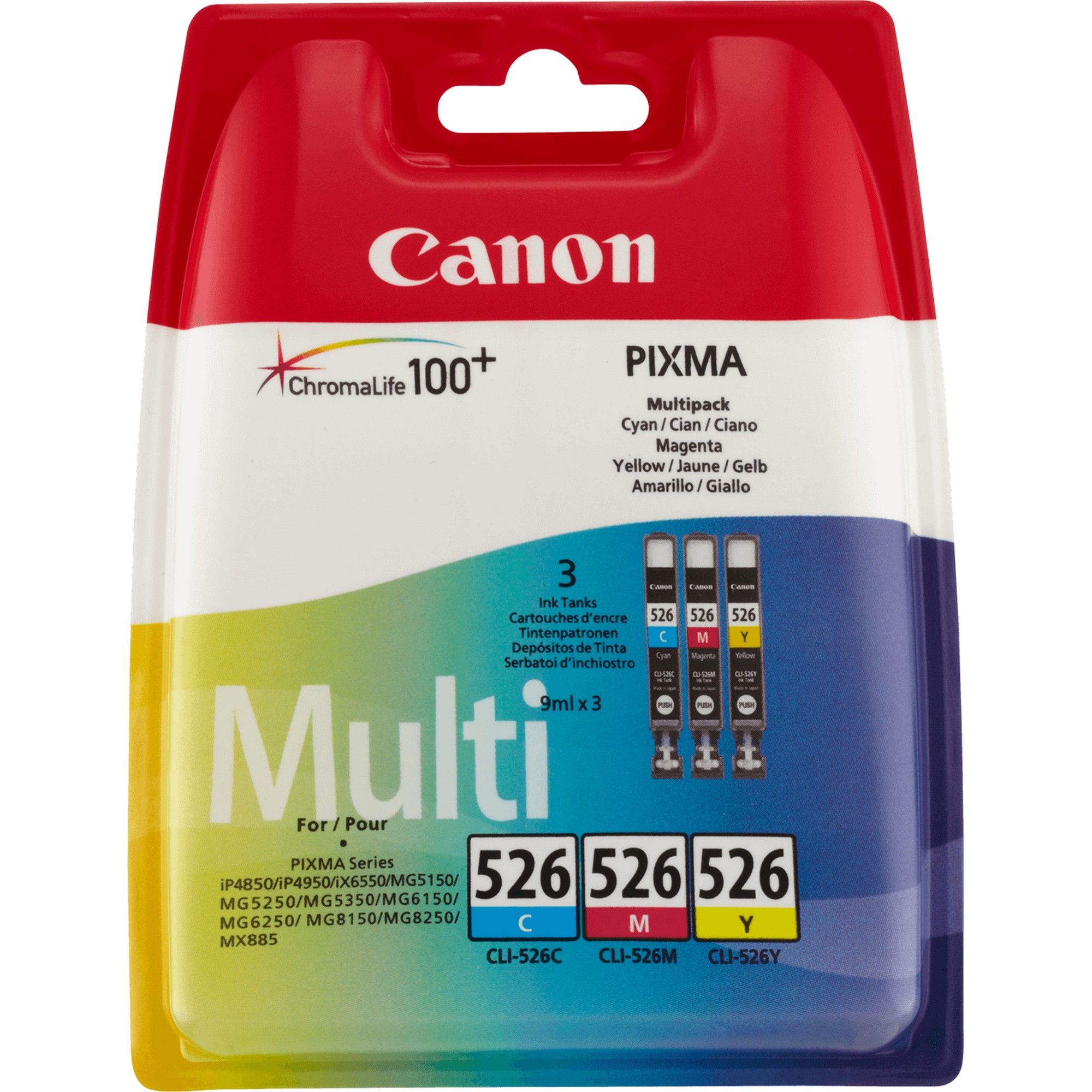Canon CLI-526 Cyan/Magenta/Yellow Ink Cartridge Multipack