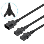Manhattan Power Cord/Cable Y-Splitter, C14 Male to 2x C13 Female (kettle lead), Monitor to CPU, 1.8m, 10A, Black, Powers two devices from one PDU, Lead, Lifetime Warranty