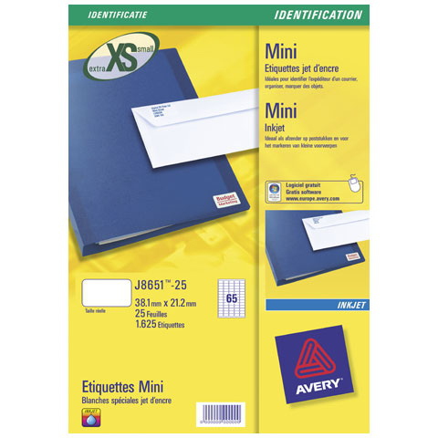 Image of Avery J8651-25 printer label White