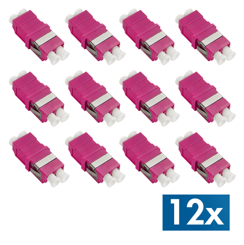 LogiLink Fiber Adapter LC Duplex, 12 pieces, without flange, violet