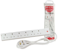 Photos - Server Component Lindy 5m 6-Way UK Mains Power Extension, White 73074 