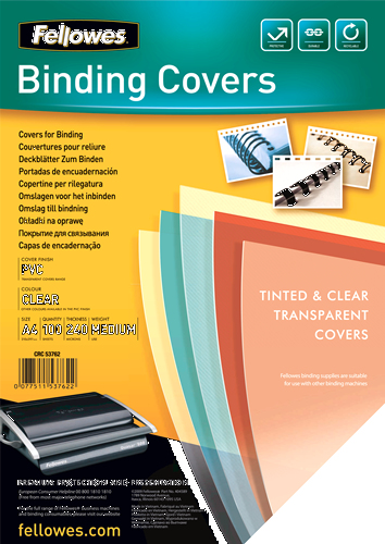 Image of Fellowes 53762 binding cover Plastic Transparent 100 pc(s)