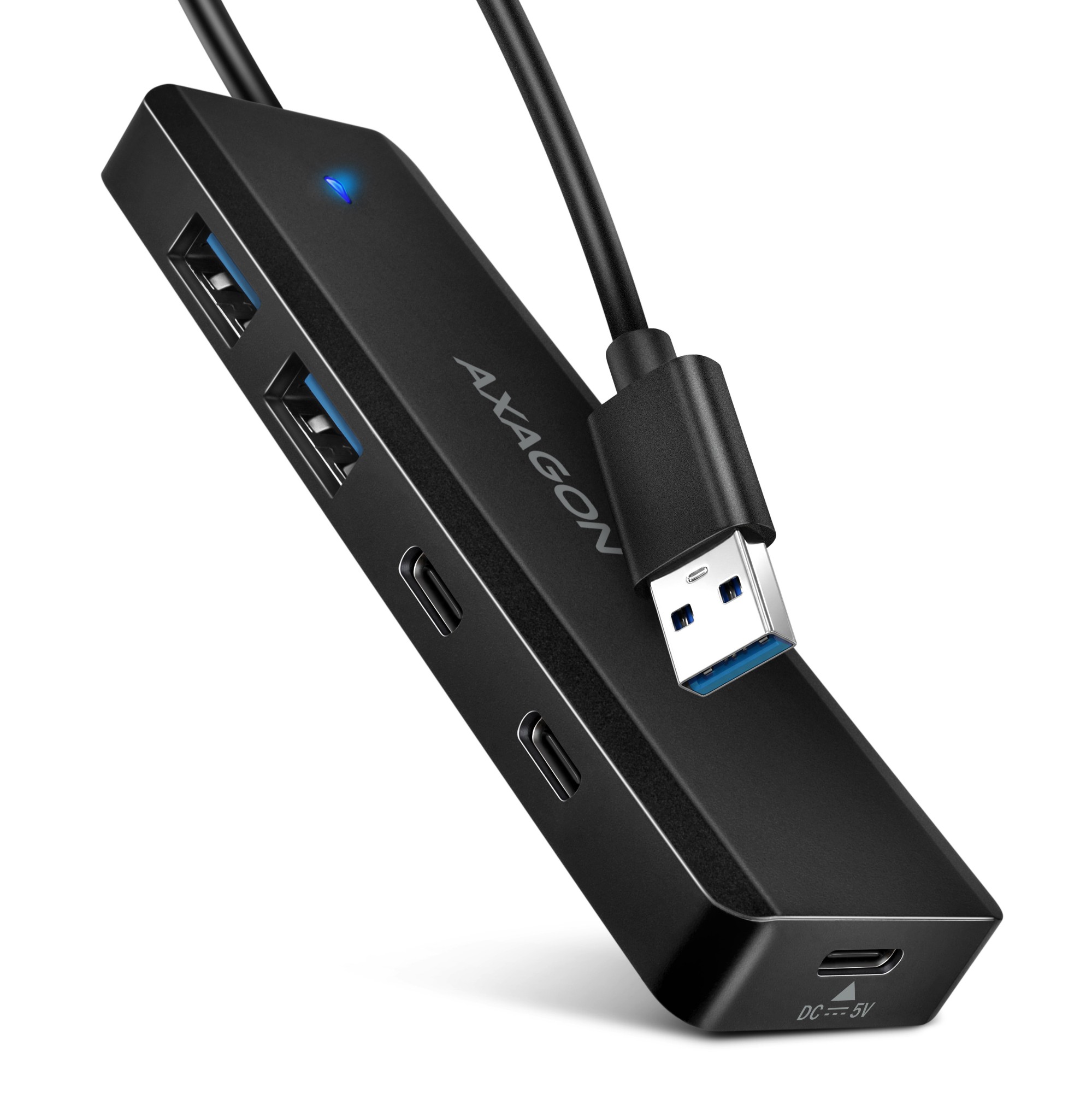 EU Product - HUE-C2A 2x USB3.2 Gen 1+ USB-C 5Gbps Travel hub power IN mit 19cm Type-A
