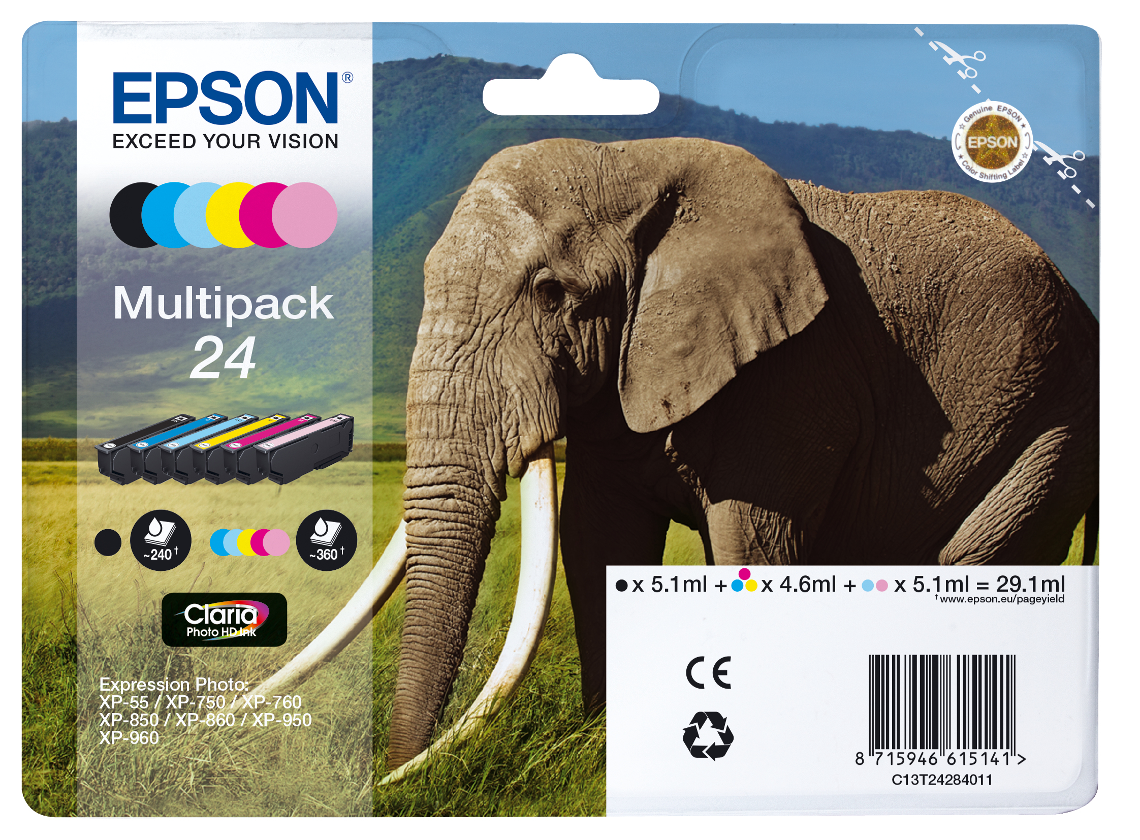Image of Epson C13T24284011/24 Ink cartridge multi pack Bk,C,M,Y,LC,LM,...
