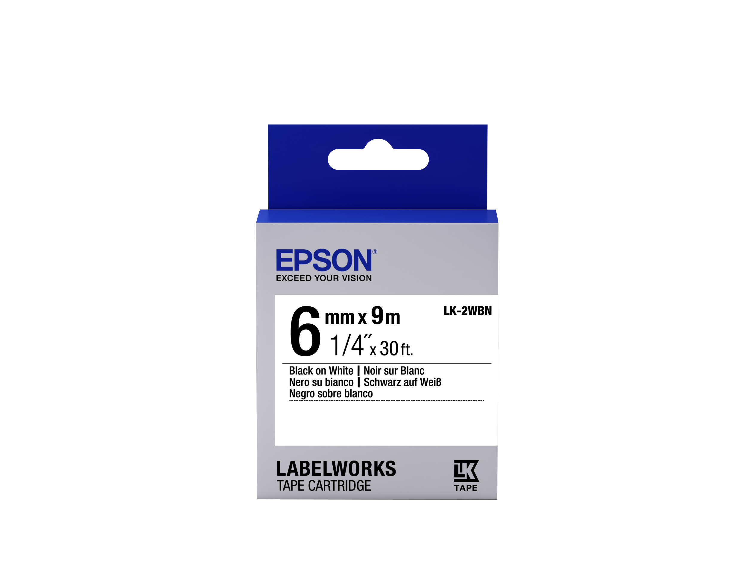 Image of Epson C53S652003/LK-2WBN Ribbon black on white 6mm x 9m for Epson...