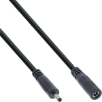 InLine DC extension cable, DC male/female 3.5x1.35mm, AWG 18, black 2m