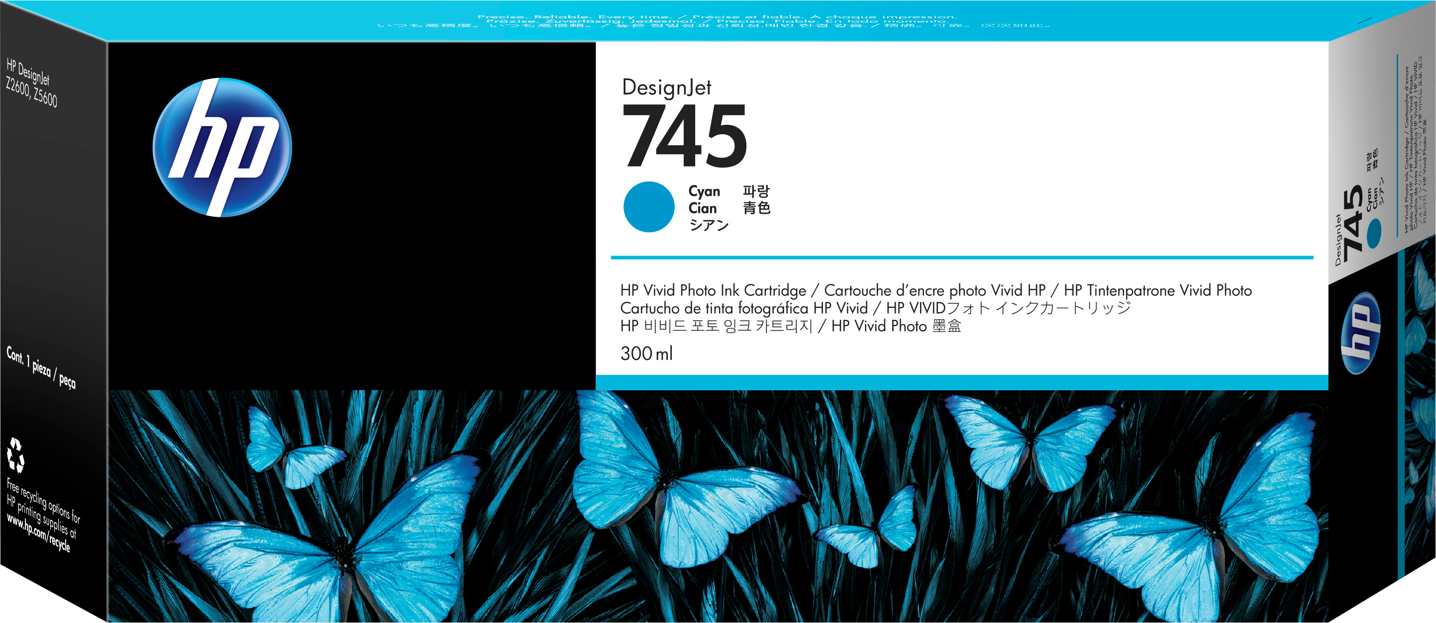 Image of HP F9K03A/745 Ink cartridge cyan 300ml for HP DesignJet Z 2600