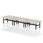 Dynamic Air Back-to-Back W1800 x D800mm Height Adjustable Sit Stand 6 Person Bench Desk With Cable Ports Grey Oak Finish Black Frame - HA02766 DD
