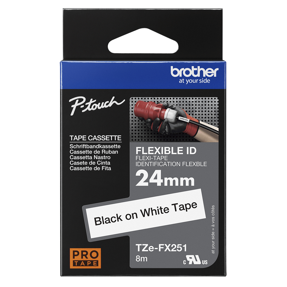 Brother TZE-FX251 DirectLabel black on white Laminat 24mm x 8m for Brother P-Touch TZ 3.5-24mm/HSE/36mm/6-24mm/6-36mm
