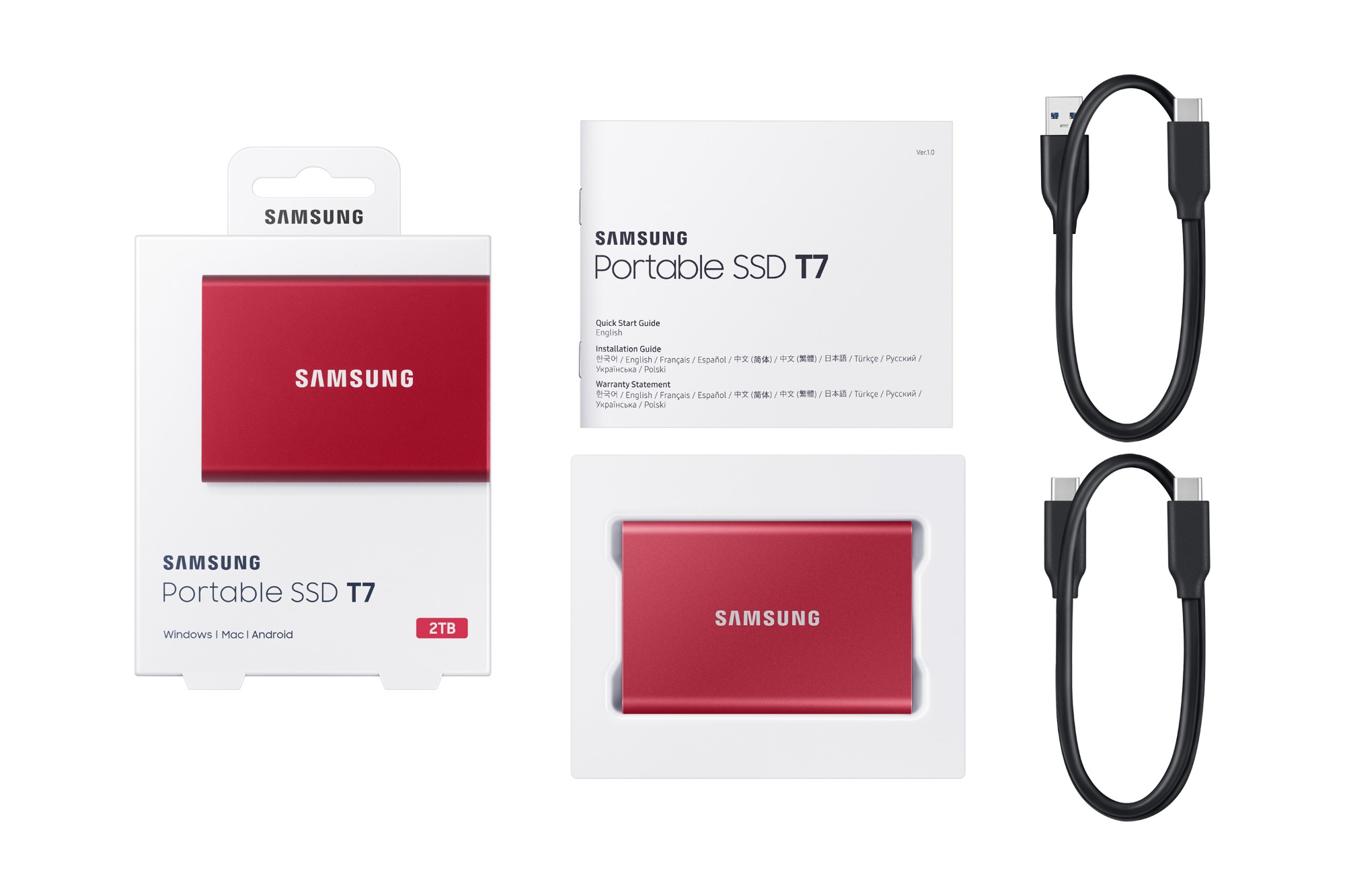 Samsung Portable SSD T7 2000 GB Red