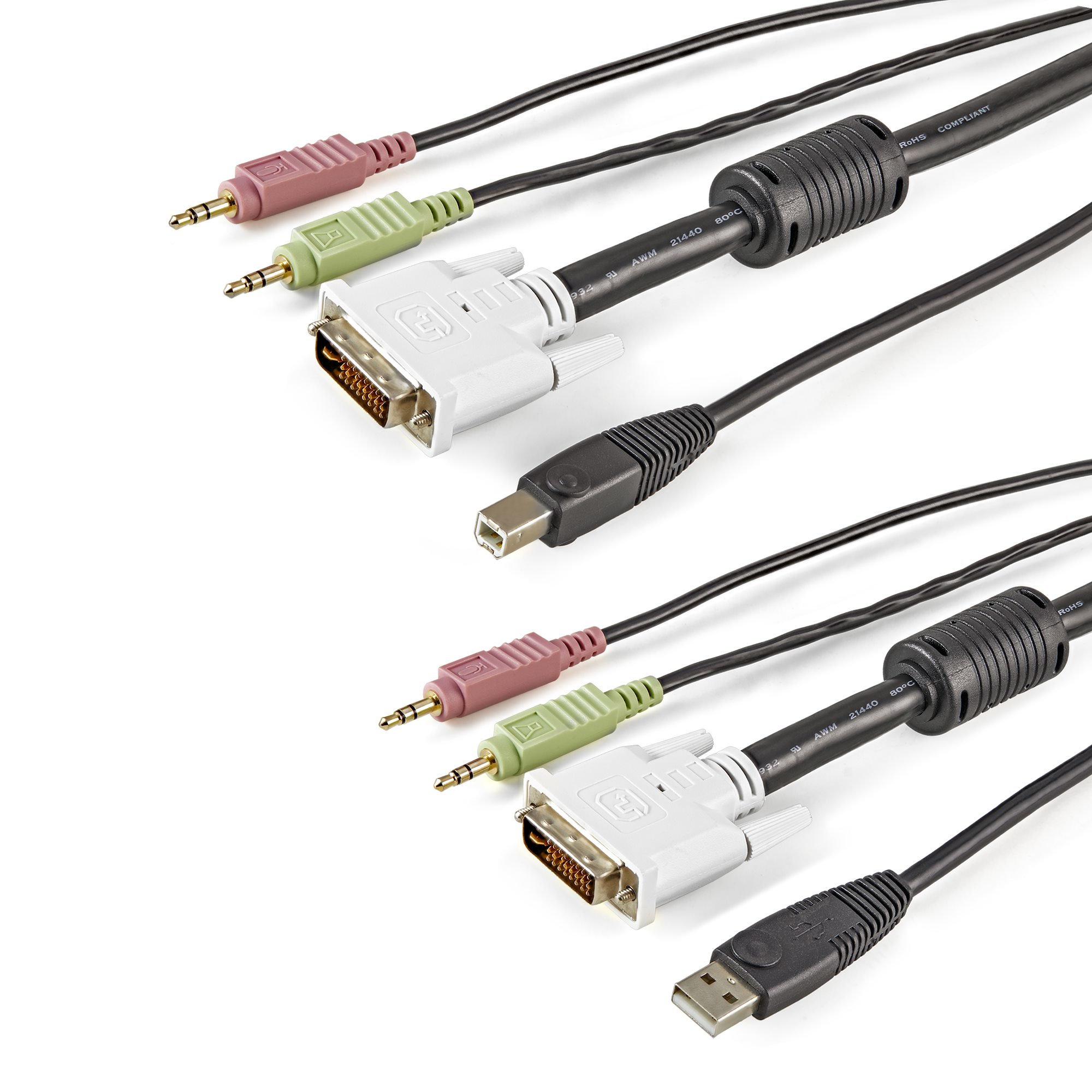 Image of StarTech.com 6 ft 4-in-1 USB DVI KVM Cable with Audio and Microphone