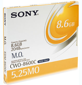 Sony CWO8600 5.25” Magneto-Optical Disc of 8,627MB. 14X magneto optical disk 13.3 cm (5.25")