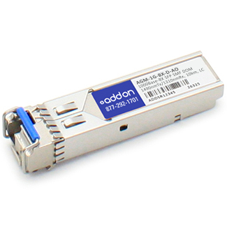 AGM-1G-BX-D-AO ADDON NETWORKS Netgear Compatible TAA Compliant 1000Base-BX SFP Transceiver (SMF; 1490nmTx/1310nmRx; 10km; LC; DOM)