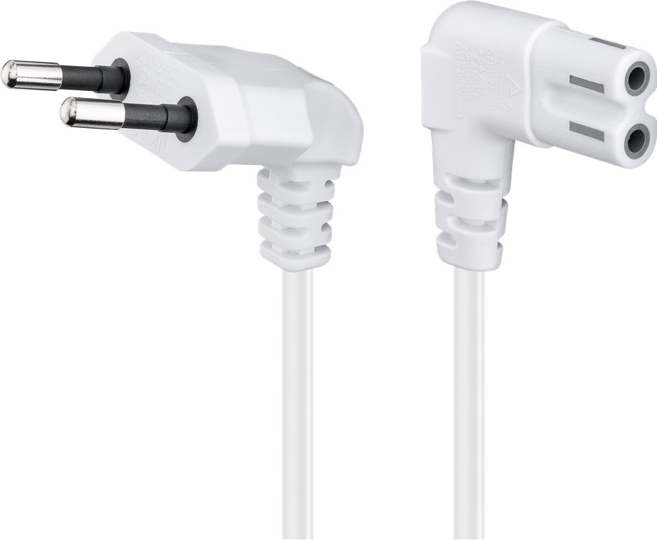 Image of Goobay Connection Cable Euro Plug Angled at Both Ends, 1.5 m, White