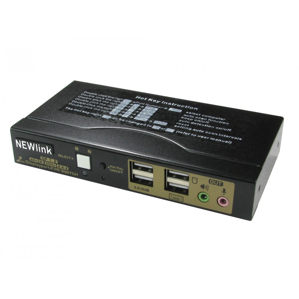 Cables Direct 2 Port Dp/Usb/Audio Kvm
