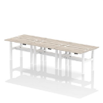 Dynamic Air Back-to-Back W1200 x D600mm Height Adjustable Sit Stand 6 Person Bench Desk With Cable Ports Grey Oak Finish White Frame - HA01612 DD