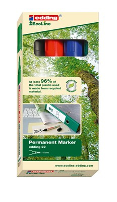 Image of Edding 22 EcoLine permanent marker Chisel tip Black, Blue, Green, Red