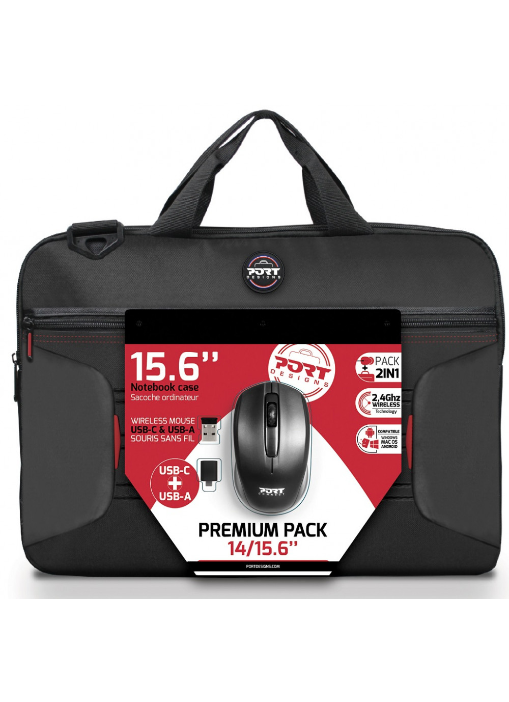 Port Designs Premium 39.6 cm (15.6") Black